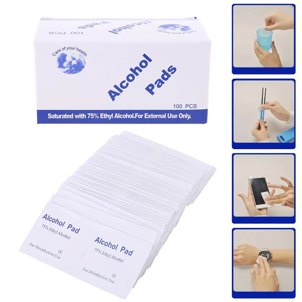 

100 Pcs Alcohol Wipe Clean Pad Medical Swab Sachet Antibacterial Tool Cleanser