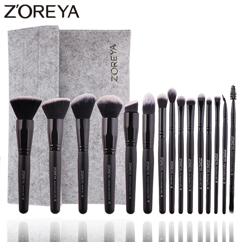 

ZOREYA 15pcs Makeup Brushes Set Woode Foundation Blush Natural Soft Eyeshadow Professional Cosmetic Brush Make Up Eyelash Tools