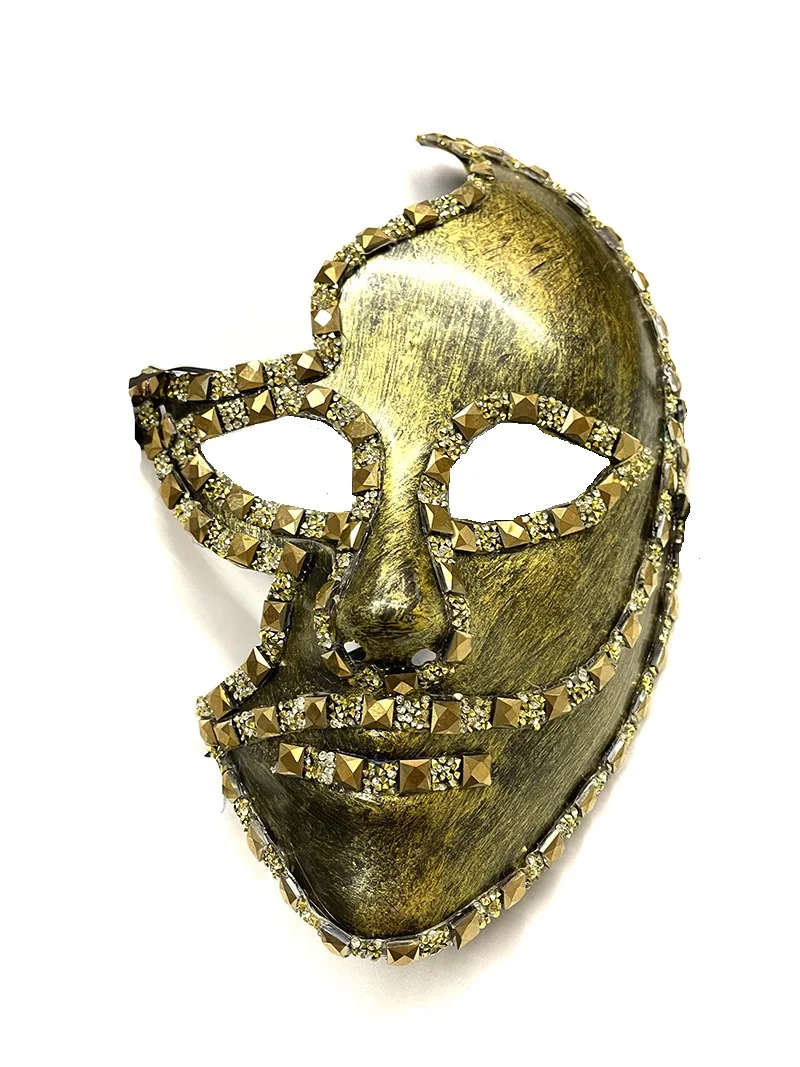 

Golden Masked Ball Half Face Mask, Male Punk Personality Singer Bar Nightclub Performance Mask