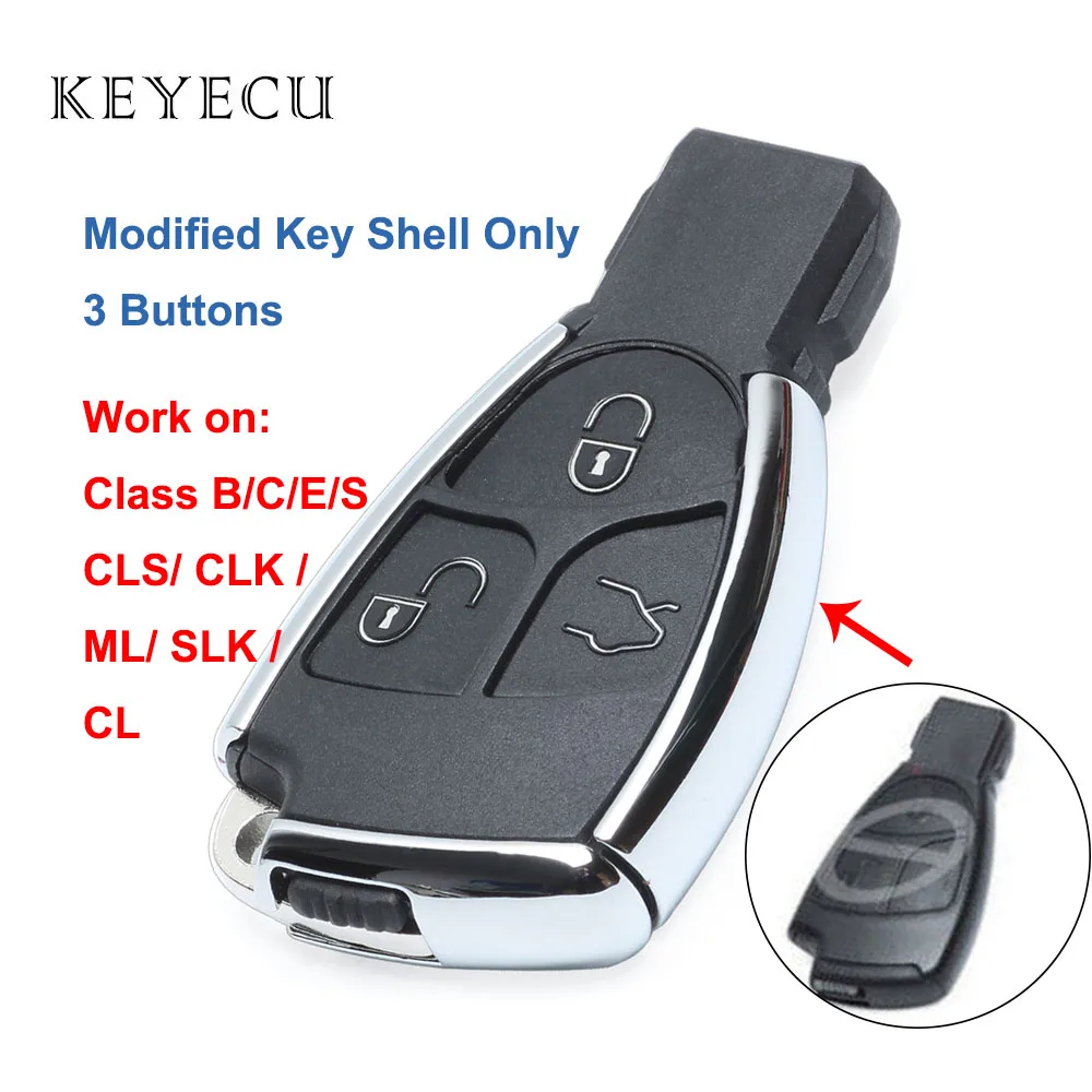 Keyecu zmodyfikowana nowa inteligentna zdalna obudowa klucza Fob 3 przyciski do Mercedes Benz C B E klasa W203 W211 W204 CLS CLK