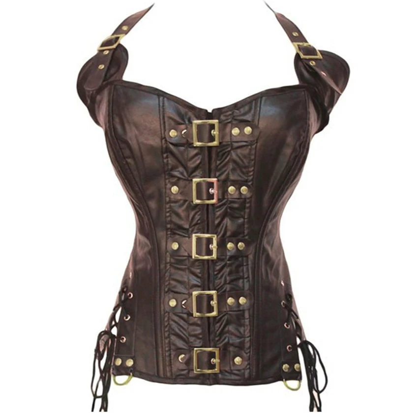 

New Gothic Short Corset Court Body Shaping Clothes Women Back Lace Up Women's Sleeveless Sexy Black Brown Cosplay Costume