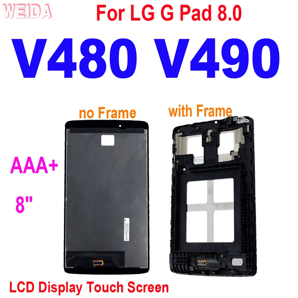 

AAA+ 8" LCD Replacement For LG G Pad 8.0 V480 V490 LCD Display Touch Screen Digitizer Panel Assembly with Frame for LG V480 LCD