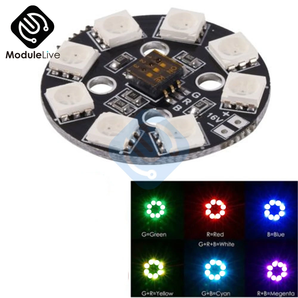 7 Color RGB LED Round Plate 5050 X8 / 16V for FPV RC Multicopter F17710