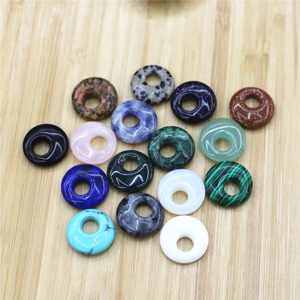 

Оптовая продажа, бусины в ассортименте размером 18x5 мм с натуральным смешанным ГОГО пончиком, подвески, модные круглые безопасные бусины с пряжкой для изготовления ювелирных изделий бесплатно