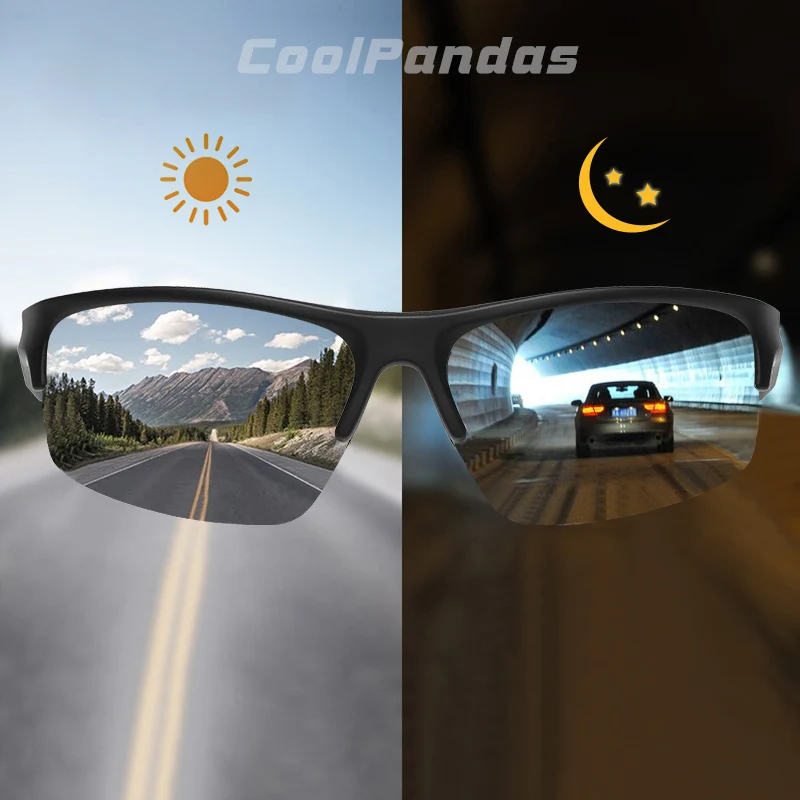 Brand Outdoor Sport Photochromic Sunglasses Men Polarized Day Night Vision Sun Glasses Driving Goggles oculos de sol masculino