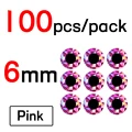 100 Piezas de 6mm de Color Rosa