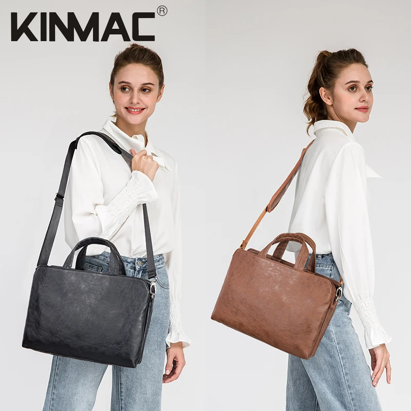Kinmac Brand Laptop Bag 13,14,15,15.6,16 Inch,Messenger Handbag Shockproof Man Lady Leather Case For MacBook Notebook Dropship