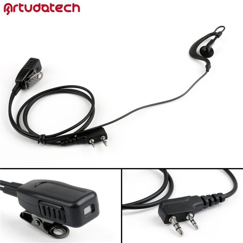 Artudatech G-Shape Ear Hook Earpiece Headset PTT MIC 2Pin For Kenwood TK-208 TK-220 TK-240 TK-250 TK-260 For Baofeng BF-777S