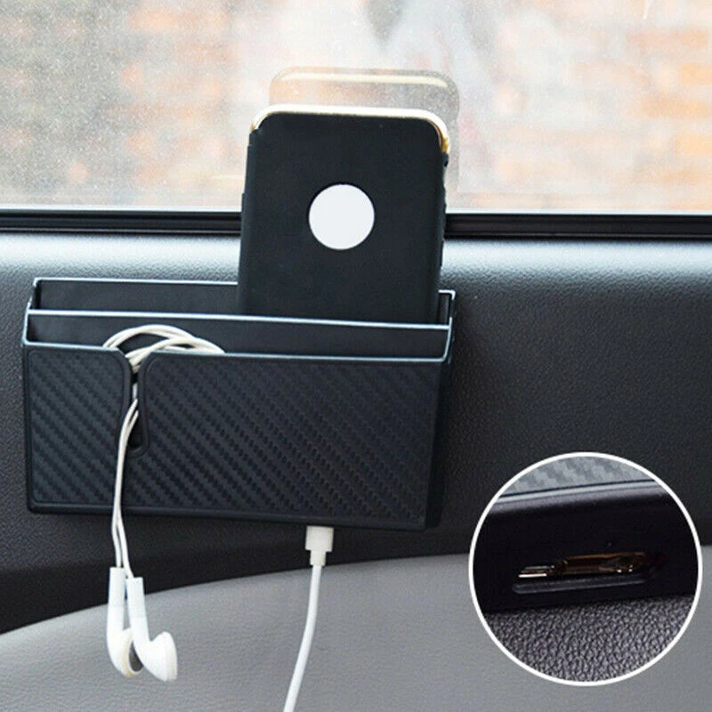 صندوق تخزين متعدد الوظائف مثبت على السيارة ، حامل هاتف محمول من طبقة مزدوجة ، منظم ذاتي اللصق ، تركيب سهل
