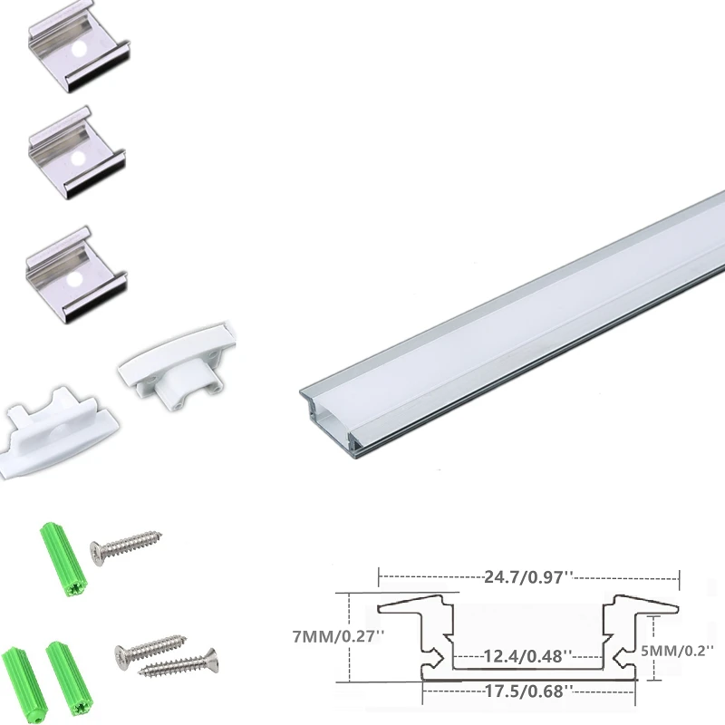 5/10-Pack 1 Meter 40Inch Recessed LED Aluminium Profile With Milky Diffuser,12V/24V Strip Embedded Mounting Channel Track System