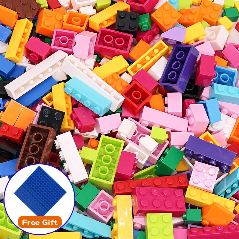 500-1500PCS DIY Assembly Building Blocks Sets Classic City Colorful Construction Bricks Educational Toys For Children