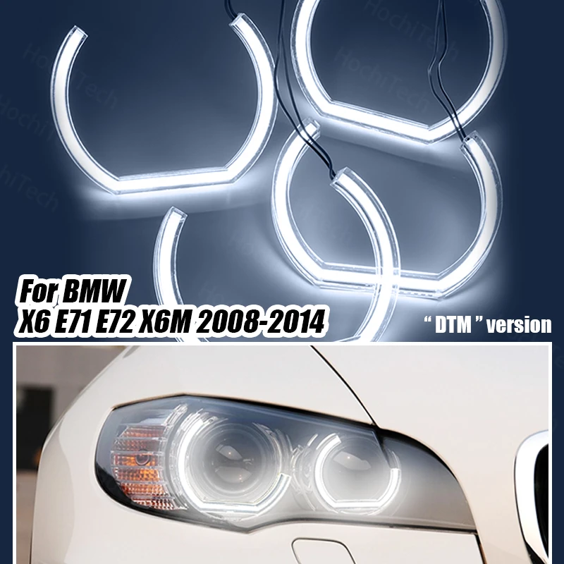 

White DTM U Shape Light DRL LED Angel Eyes Kit Halo Ring for BMW X6 E71 E72 X6M 2008-2014 Crystal Angel Eyes