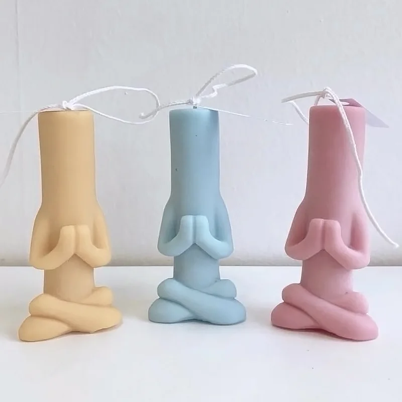 

Abstract Meditating Man Candle Silicone Mold for Handmade Desktop Decoration Gypsum Resin Aromatherapy Candle Silicone Mould