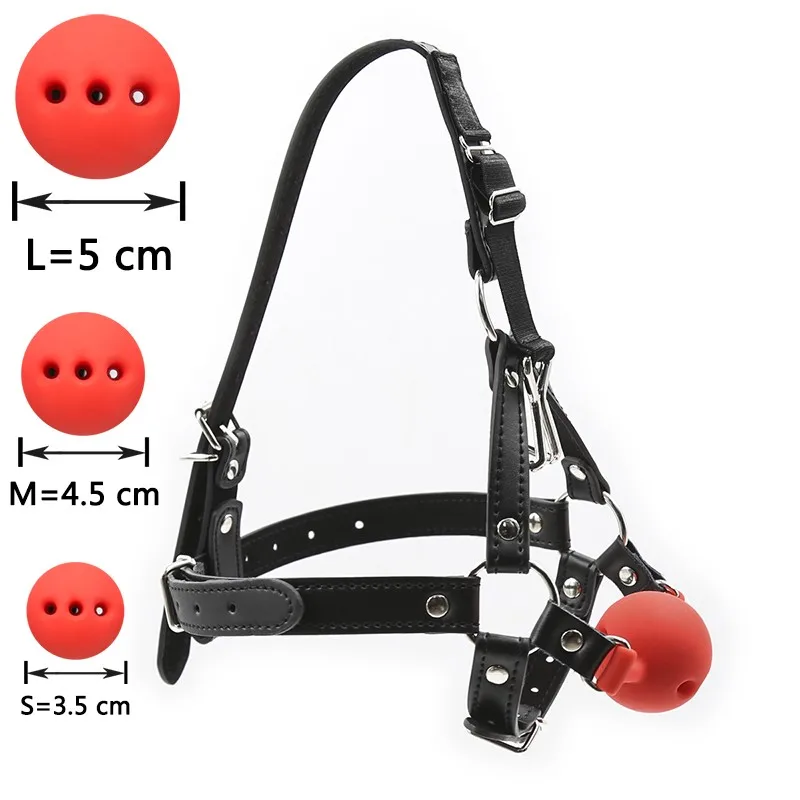 Slave Horse Harness Silicone Ball Gag BDSM Bondage Restraints Oral Fixation Open Mouth Gags Nose Hook Strap Fetish Sexy Cosplay