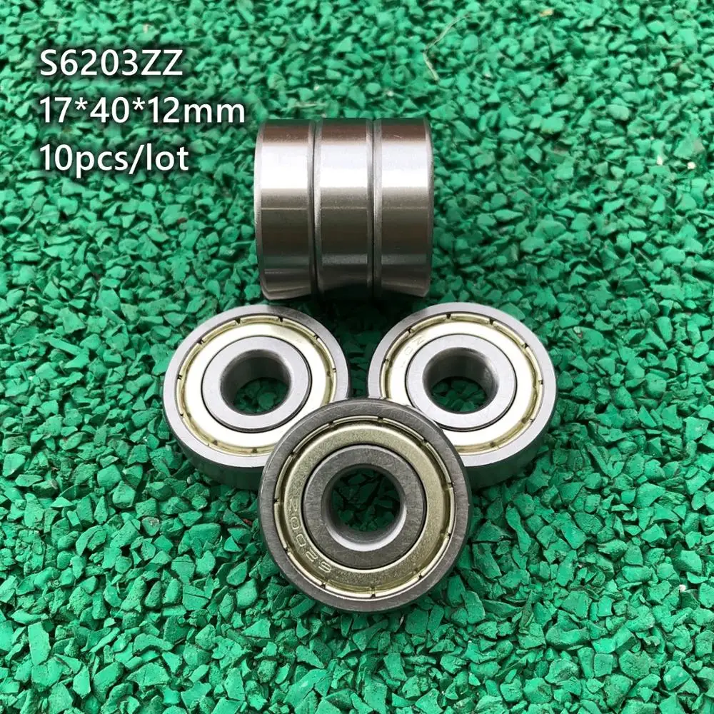 10pcs/lot S6203ZZ S6203 ZZ 17x40x12mm stainless steel bearings Deep Groove Ball bearing 17*40*12mm 6203 6203ZZ