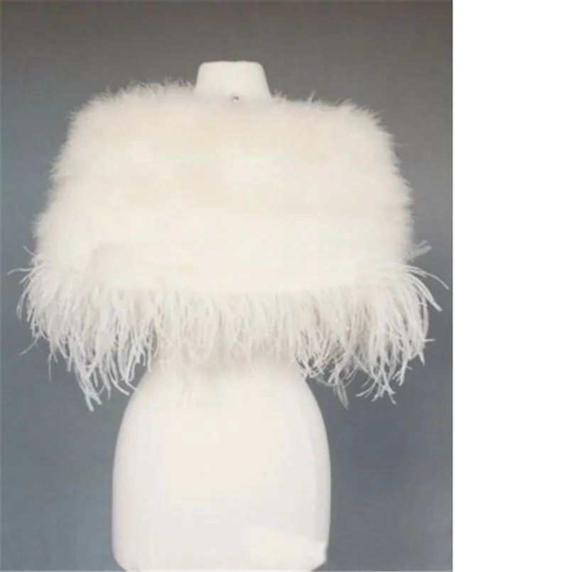 Elegant Real Ostrich Feather Wedding Capes Vintage Wraps Fluffy Bridal Shawls Women's Vintage dress Poncho With Rabboon