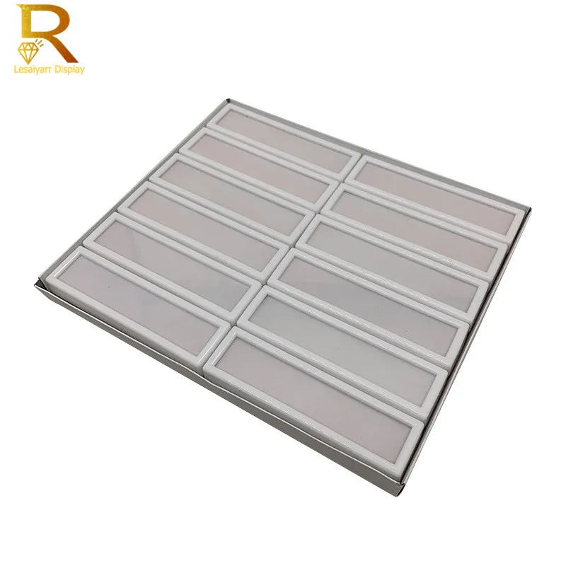 12 Stück 3 x 10 cm Edelstein-Display-Kunststoffbox, Aufbewahrungsbehälter für Edelsteine, Diamanthalter, Organzier, transparenter Acryldeckel und weißer Schaumstoff