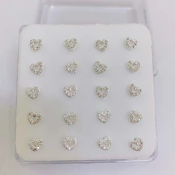 20pcs Minimalist Tiny cz zircon heart nose studs rings Gold plated 18k over copper Dainty sweet love nose piercing body jewelry