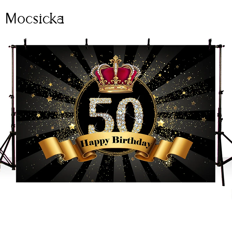 Mocsicka 50歳の誕生日の写真の背景、大人の肖像画の写真の壁紙、パーティーの装飾、スタジオの小道具