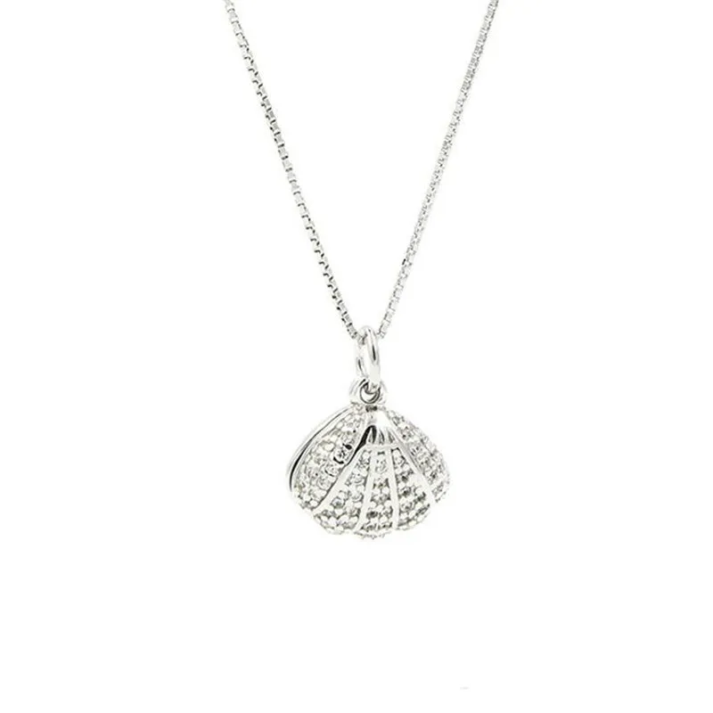 New Fashion Creative Shell 925 Sterling Silver Jewelry Temperament Pearl Full Of Crystal Clavicle Chain Pendant Necklaces XL051