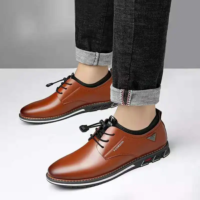 2020 New Men Shoes Leather Cowhide Leather Shoes Men Comfortable Low-top British Casual Single Shoes Leather Shoes Formal Shoes9