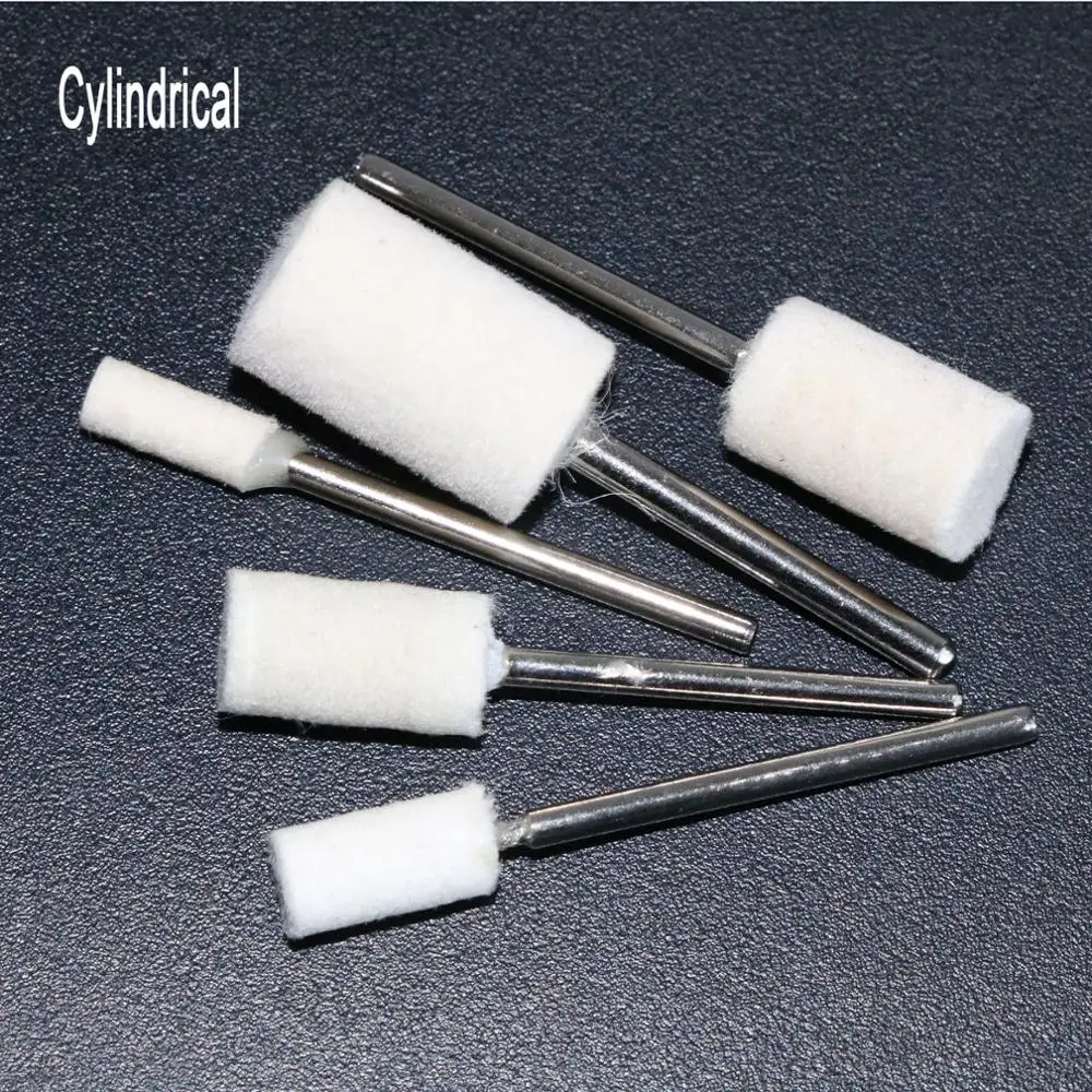 20 peças de lã feltro montado polimento roda od 4-12mm cabeça de moagem para dremel broca ferramenta giratória 2.35mm haste