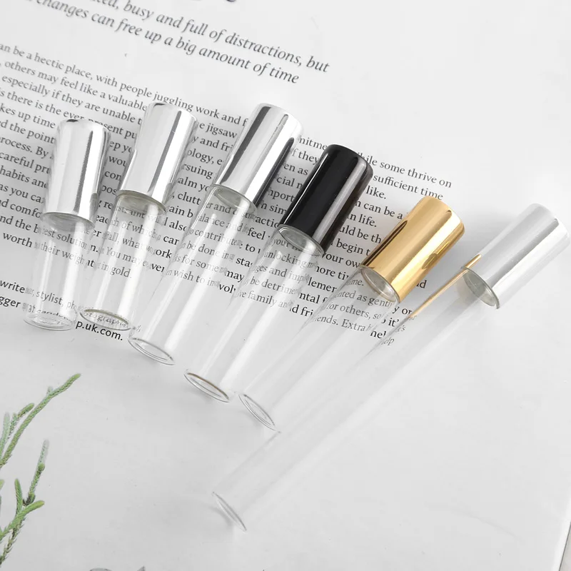 

50pcs/lot 1ml 2ml 3ml 5ml 10ml Perfume Glass Roll on Bottle with Glass/Metal Ball Brown Roller Essential Oil Vials Thin