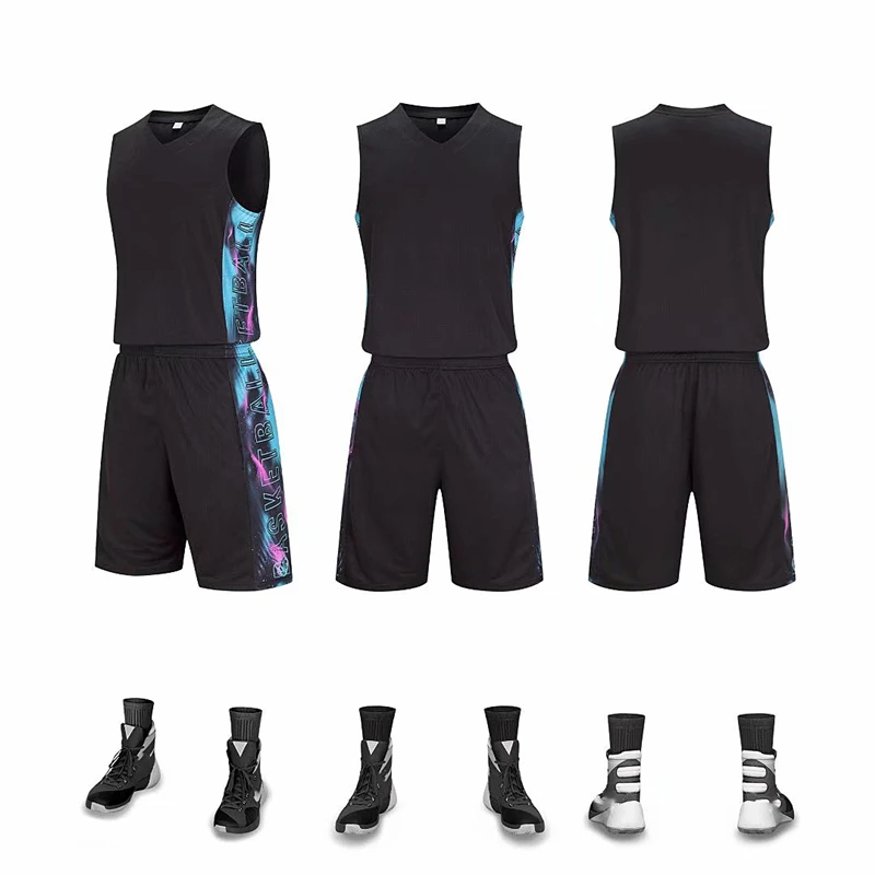 Maglie da basket da uomo Suit Boys College uniformi da basket da uomo Kit sportivo camicie pantaloncini Set abiti traspiranti