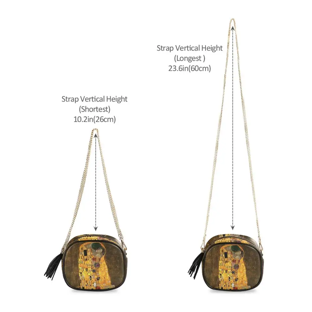 ALAZA New crossbody shoulder bag for women bags ladies leather Gustav Klimt oil Art painting handbag Phone Purse flap bag female