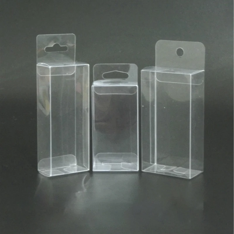 Blister PVC Plastic Packaging Boxes for Small Accessories Mobile Phone Case Cover Cosmetic Gift Box With Hook Transparent Box