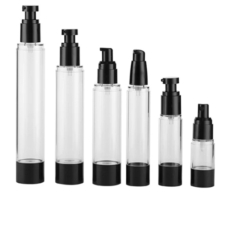 

15ml 30ml 50ml 80ml 100ml 120ml Empty Black Airless Pump Dispenser Bottle Refillable Lotion Cream Vacuum Atomizer Spray Bottles