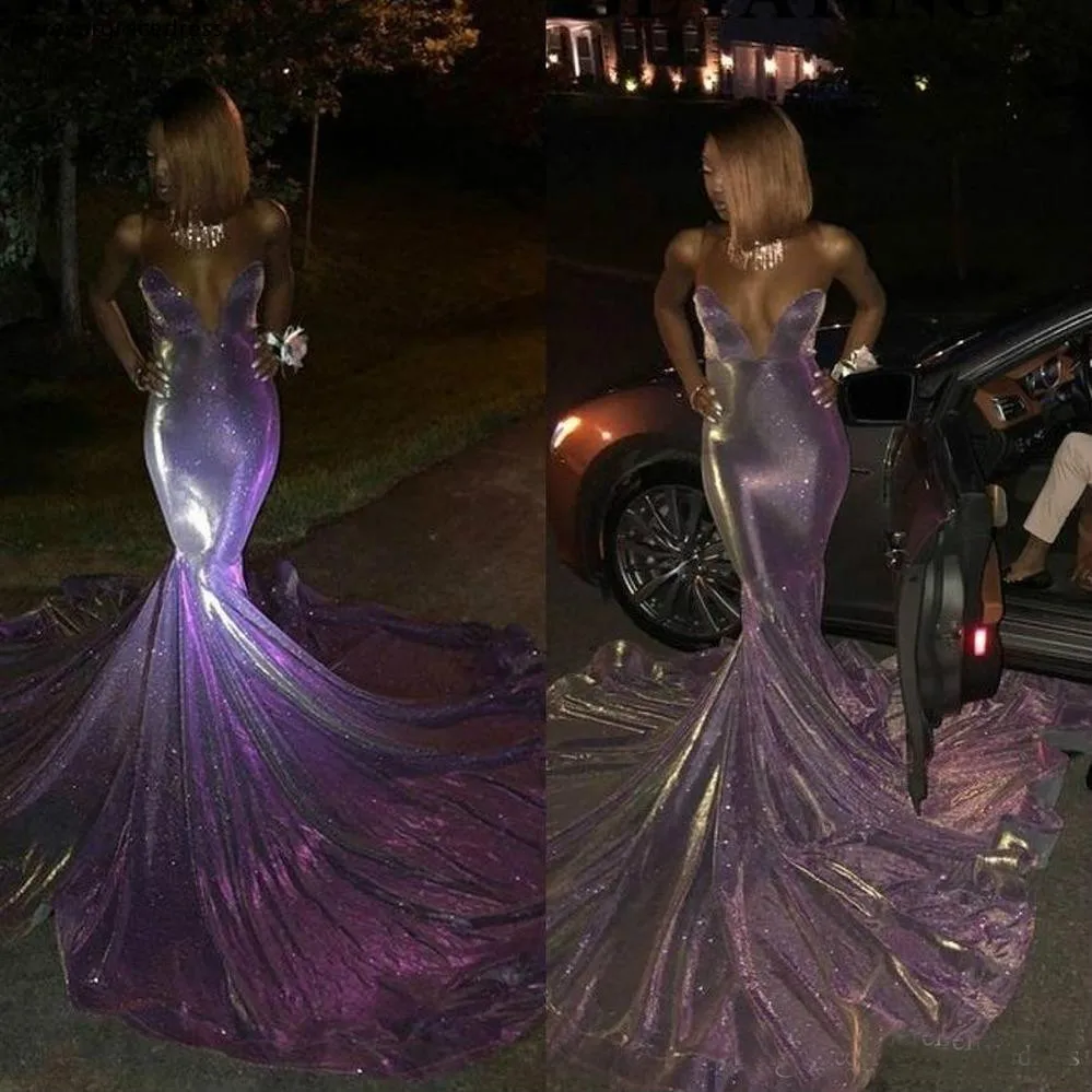 Sexy Lavender Colour Mermaid Prom Dresses Sweetheart Backless African Girls Evening Party Gowns Women Wear Plus Size