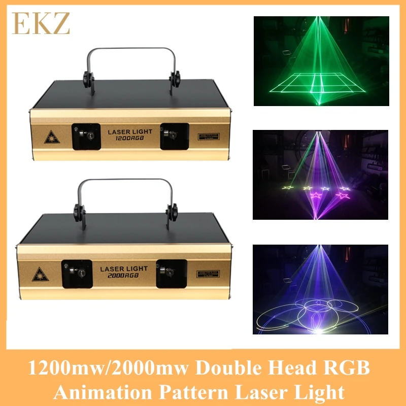 

New Double Head Full Color Animation Laser Light 2000/1200W Voice Control Led Stage Light For KTV Bar DJ Dance Floor Disco Party