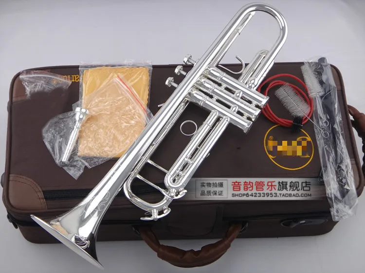 

LT180S-90 Brass Bb Trumpet High Quality Silver Plated Musical Instruments Exquisite Hand Carved B Flat Trumpet With Mouthpiece