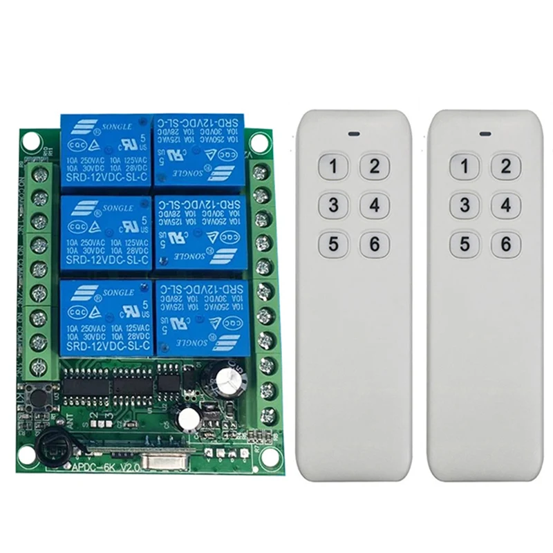 DC 12V 24V 6 CH Channels 6CH RF Wireless Remote Control Switch System,315/433 MHz Transmitter and Receiver/Garage Doors/ lamp