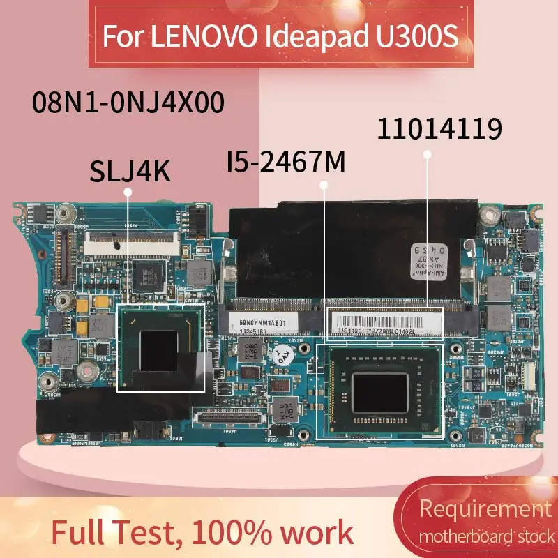 

Материнская плата для ноутбука LENOVO Ideapad U300S, 11014119 дюйма, протестированная материнская плата для ноутбука 08N1-0NJ4X00 SR0D6 SLJ4K