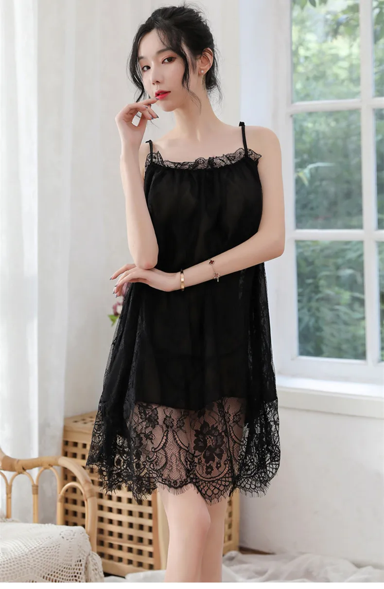 NEW 2019 Women Lace Sleepwear Nightwear High Quality Strap Slips Ladies Sexy Lingerie Plus Size XXL