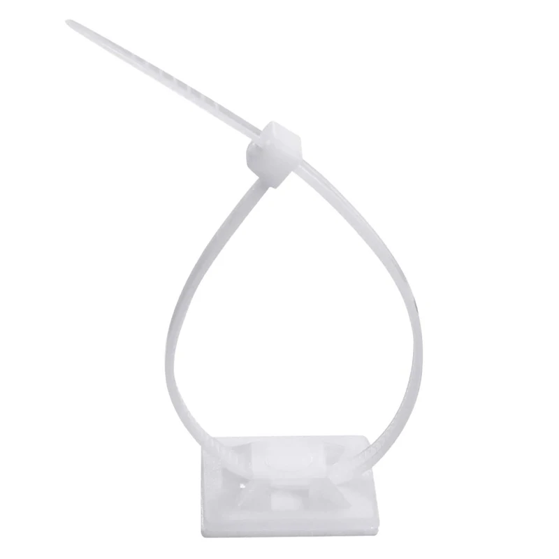 100Pcs White Zip Tie Adhesive Mounts Self Cable Tie Base Holders With Screw Hole And Multi-Purpose Cable Clips 20x20 25x25