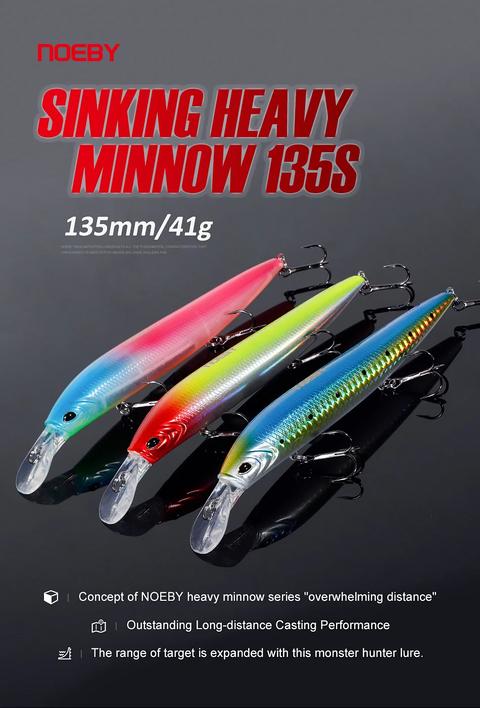 Noeby Sinking Minnow Angelköder 137 mm 41 g Wobbler Jerkbait Heavy Game Künstlicher harter Köder Seebarsch Salzwasser-Angelköder – Detail 3