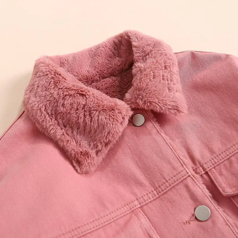 Women\'s Autumn and Winter Denim Fleece Jacket Korean Version Loose Fashion Pink Warm Denim Jacket Women\'s Streetwear Coat 2022