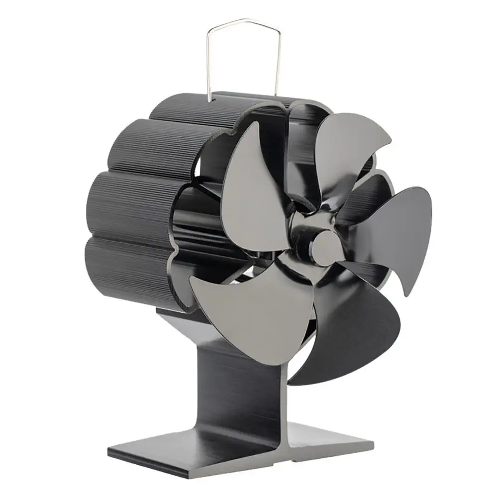 

5 Blades Powered Stove Fan Aluminium Silent Eco-Friendly Efficient Heat Distribution For House Wood Log Burner Fireplace Fan