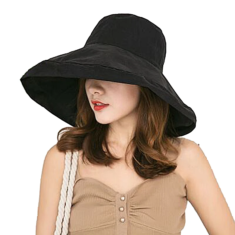 MAERSHEI Sun Hat Anti-UV Cotton Summer Hat For Women Vacation Wide Brim Beach Hat Foldable Bucket Hat large Brim Cap