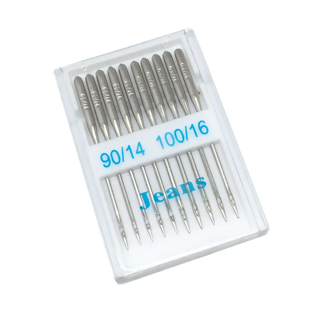 10Pcs/Set Home Sewing Machine Needles Ball Point Head 70/10 90/14 100/16 Jeans&General Silver Stainless Steel Sewing Needles