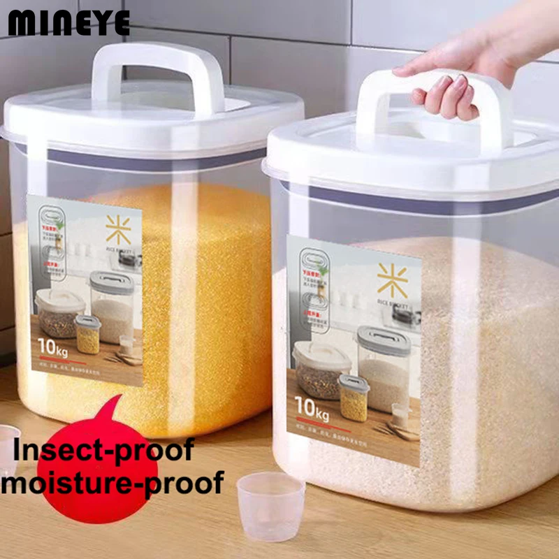 Transparent Rice Bucket, Insect-proof, Moisture-Proof, Sealed Flour Storage Containers, Kitchen Grains, Pet Dog Food Storage Box