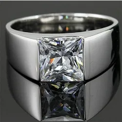 Men's Eternity 925 Sterling Silver Square Diamond Simulated Solitaire Rings Jewelry