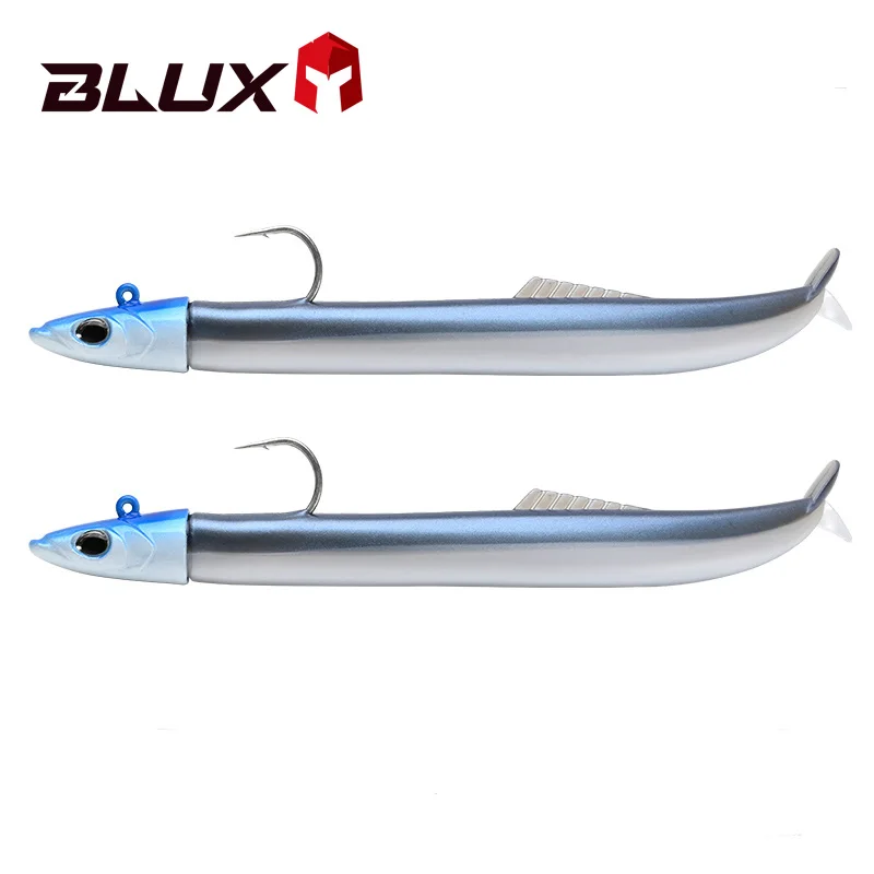 BLUX FLASH-SAND EEL 14G/27G Weiche Angeln Locken Schwanz Jig Kopf Haken Minnow Künstliche Köder Salzwasser meer Bass Swimbait Bekämpfen Getriebe