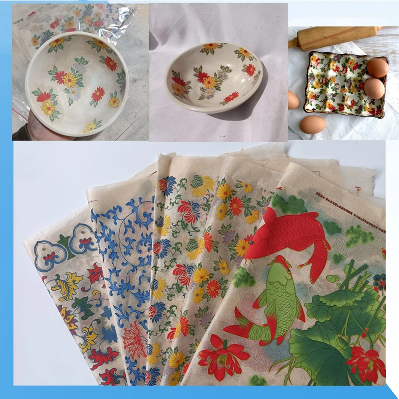 Colorful Flower Paper for Pottery Art Ceramic Underglaze Transfer Paper High Temperature Porcelain Polymer Clay Decal 1Pc