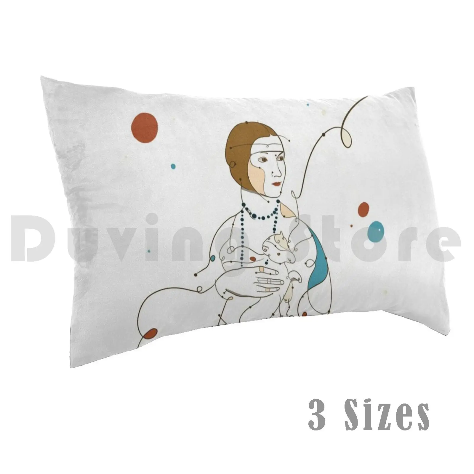 Lady With Ermine Pillow Case DIY 50*70 Lady With Ermine Lady With Ermine Famous Painting Minimal Clean