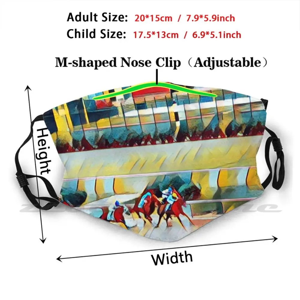 Righteous Ruby , Derby Mask Cloth Reusable Print Filter Washable Horses Horse Racing Hemingway Fun Afternoon