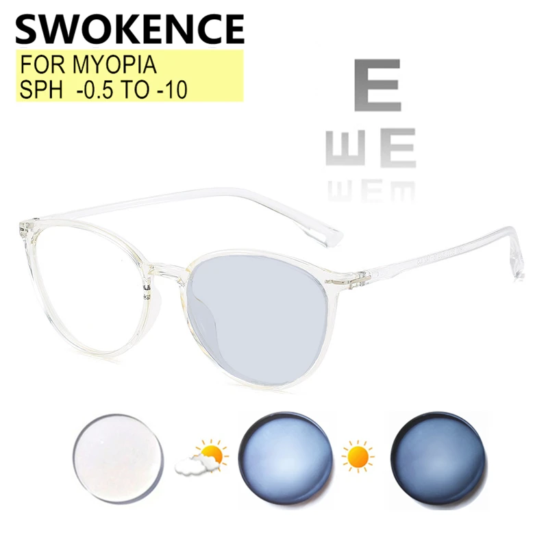 SWOKENCE TR90 Frame Myopia Glasses Prescription -0.5 To -10 Men Women High Quality Nearsighted Spectacles For Astigmatism F113